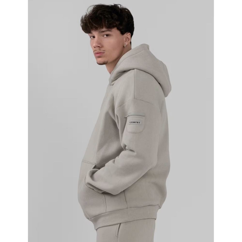 Comfrt Signature Hoodie and Sweatpants Set Taupe XL Oversized Tracksuit